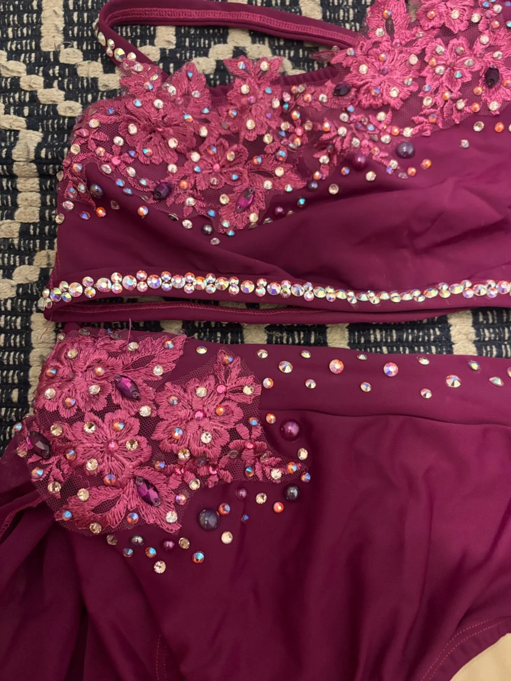 Custom two piece lyrical costume in Merlot